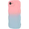 Coque arrière en silicone Phonesta Wavy Gradient pour Apple iPhone 17e/16e - Rose/Bleu 4