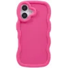 Coque arrière en silicone Phonesta Wavy pour Apple iPhone 16 - Hot Pink