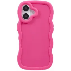 Coque arrière en silicone Phonesta Wavy pour Apple iPhone 16 - Hot Pink