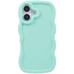Coque arrière en silicone Phonesta Wavy pour Apple iPhone 16 - Vert menthe