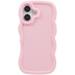 Coque arrière en silicone Phonesta Wavy pour Apple iPhone 16 - Rose