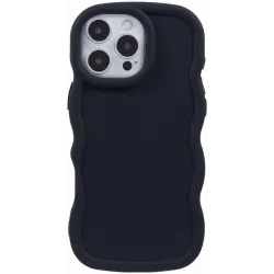 Coque arrière en silicone Phonesta Wavy pour Apple iPhone 16 Pro - Noir