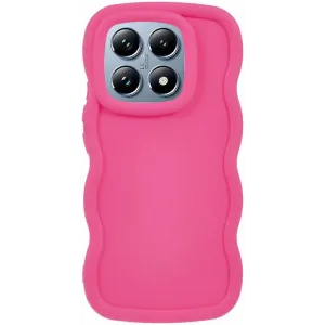 Coque arrière en silicone Phonesta Wavy pour Xiaomi 14T - Hot Pink