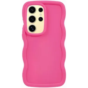Coque arrière en silicone Phonesta Wavy pour Samsung Galaxy S25 Ultra - Hot Pink