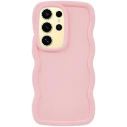 Coque arrière en silicone Phonesta Wavy pour Samsung Galaxy S25 Ultra - Rose