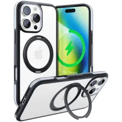 Coque arrière Torras Ostand R Fusion avec MagSafe pour Apple iPhone 16 Pro - Noir