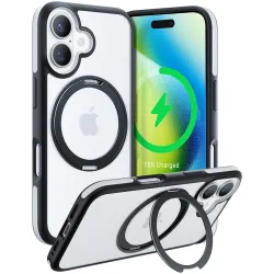 Coque arrière Torras Ostand R Fusion avec MagSafe pour Apple iPhone 16 Plus - Noir
