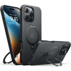 Coque arrière Torras Ostand Spin avec MagSafe pour Apple iPhone 16 Pro - Noir