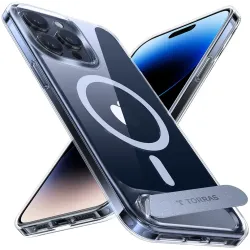 Coque arrière Torras Pstand avec MagSafe pour Apple iPhone 15 Pro Max - Transparent