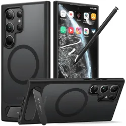 Coque arrière Torras Pstand avec MagSafe pour Samsung Galaxy S24 Ultra - Noir