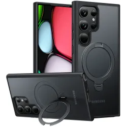 Coque arrière Torras Ostand Spin avec MagSafe pour Samsung Galaxy S24 Ultra - Noir