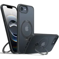 Coque arrière Torras Ostand Spin avec MagSafe pour Apple iPhone 17e/16e - Noir